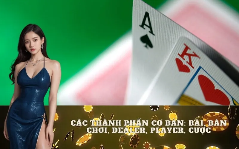 Các Thành Phần Cơ Bản: Bài, Bàn Chơi, Dealer, Player, Cược