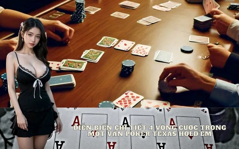 Diễn biến chi tiết 4 vòng cược trong một ván Poker Texas Hold'em